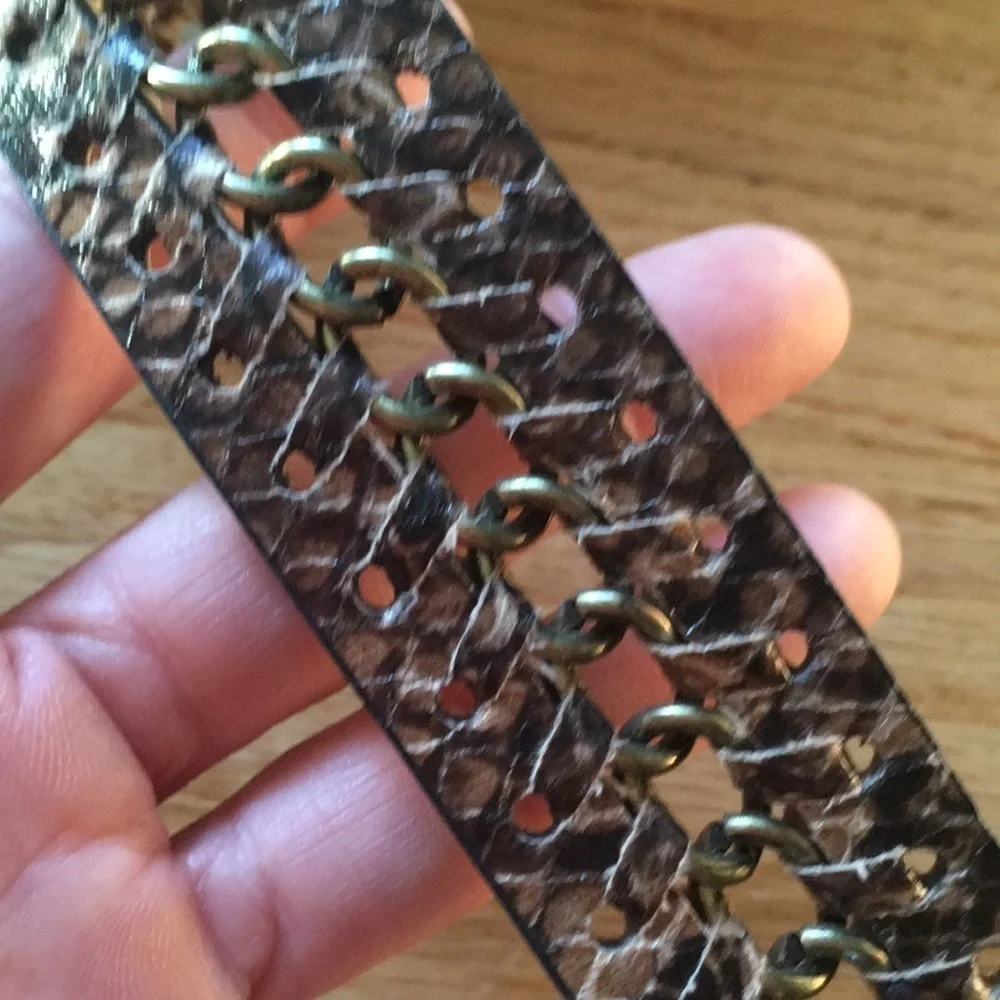 NEW Southwestern Style Belt Brown Gold Hardware Chain Size M 39” Unisex Man Made